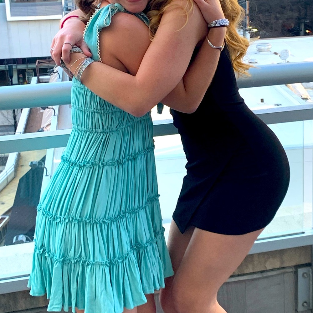 Chelsea and Violet light blue/teal sundress